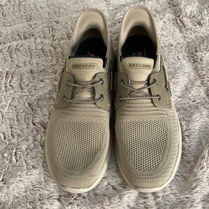 Skechers Delson 3.0 Men's Sz 10.5 US Hands Free Slip Ins Shoes 210606 Taupe Nice